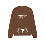 White Bikini Oversize Sweatshirt - Kahverengi - arka görünüm