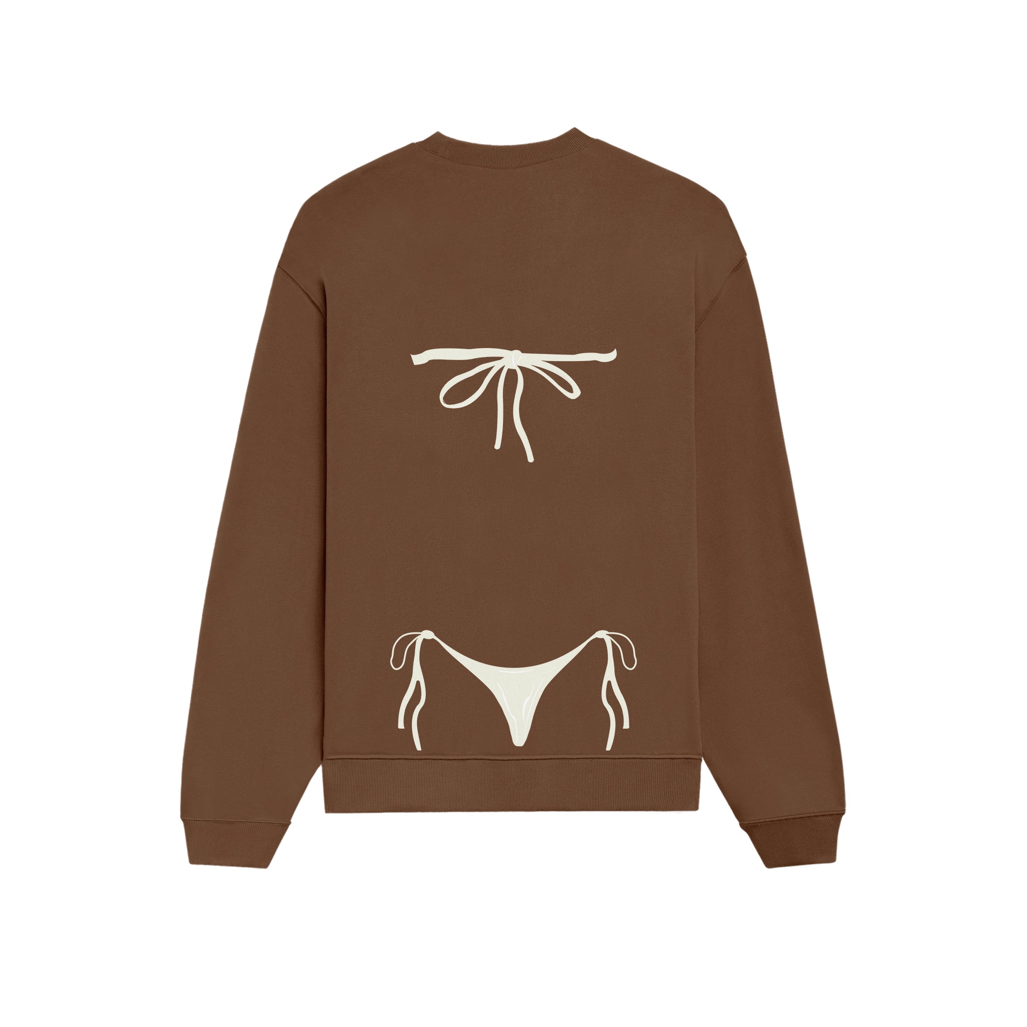 White Bikini Oversize Sweatshirt - Kahverengi - arka görünüm