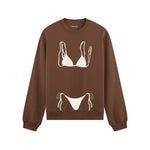 White Bikini Oversize Sweatshirt - Kahverengi - ön görünüm