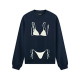 White Bikini Oversize Sweatshirt - Lacivert - ön görünüm