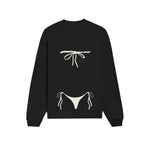 White Bikini Oversize Sweatshirt - Siyah - arka görünüm