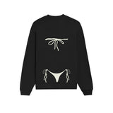 White Bikini Oversize Sweatshirt - Siyah - arka görünüm