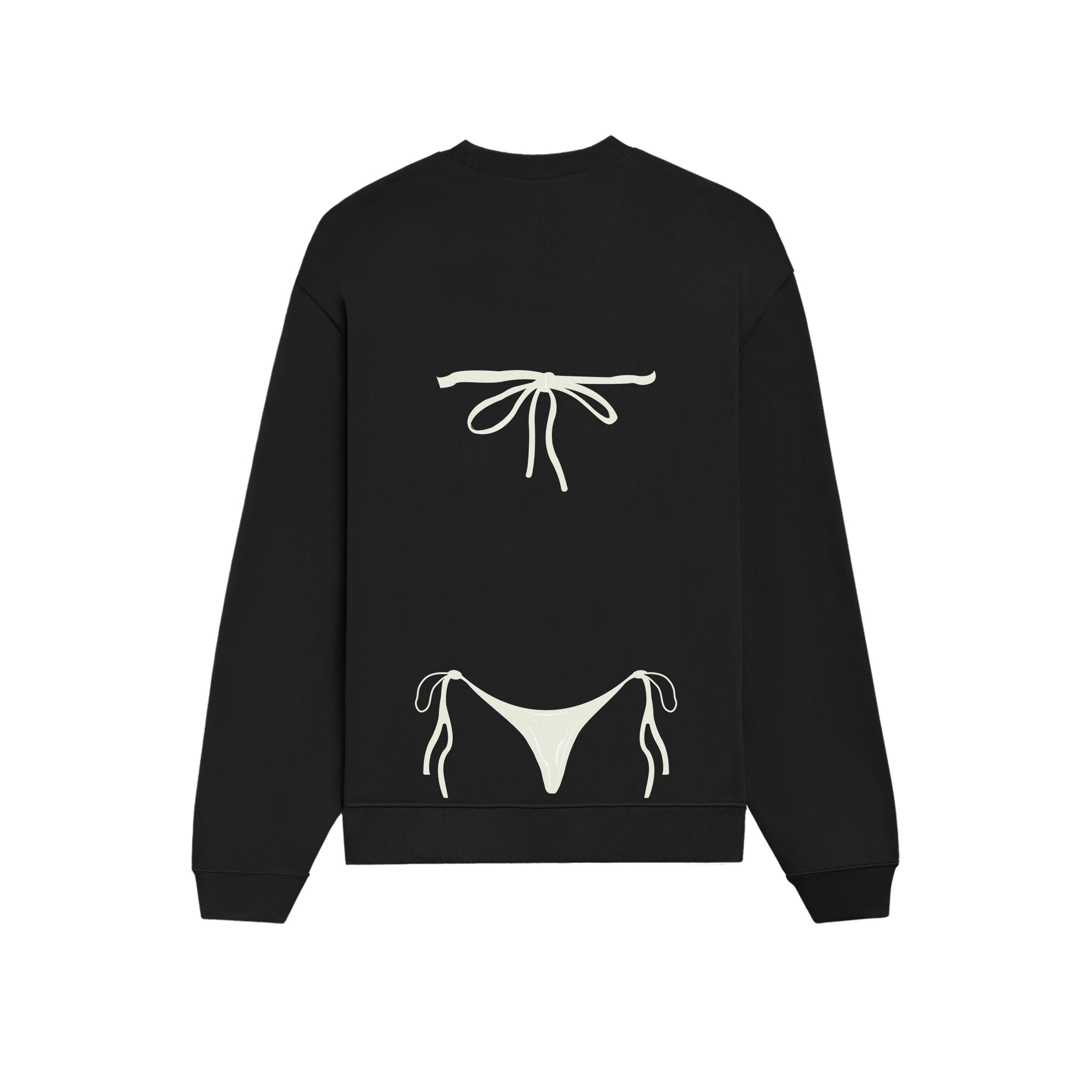 White Bikini Oversize Sweatshirt - Siyah - arka görünüm