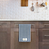 Wine Dinner Winner / Blue Striped Kitchen Towel