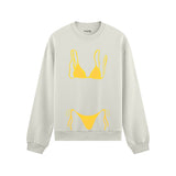 Yellow Bikini Oversize Sweatshirt - Beyaz - ön görünüm