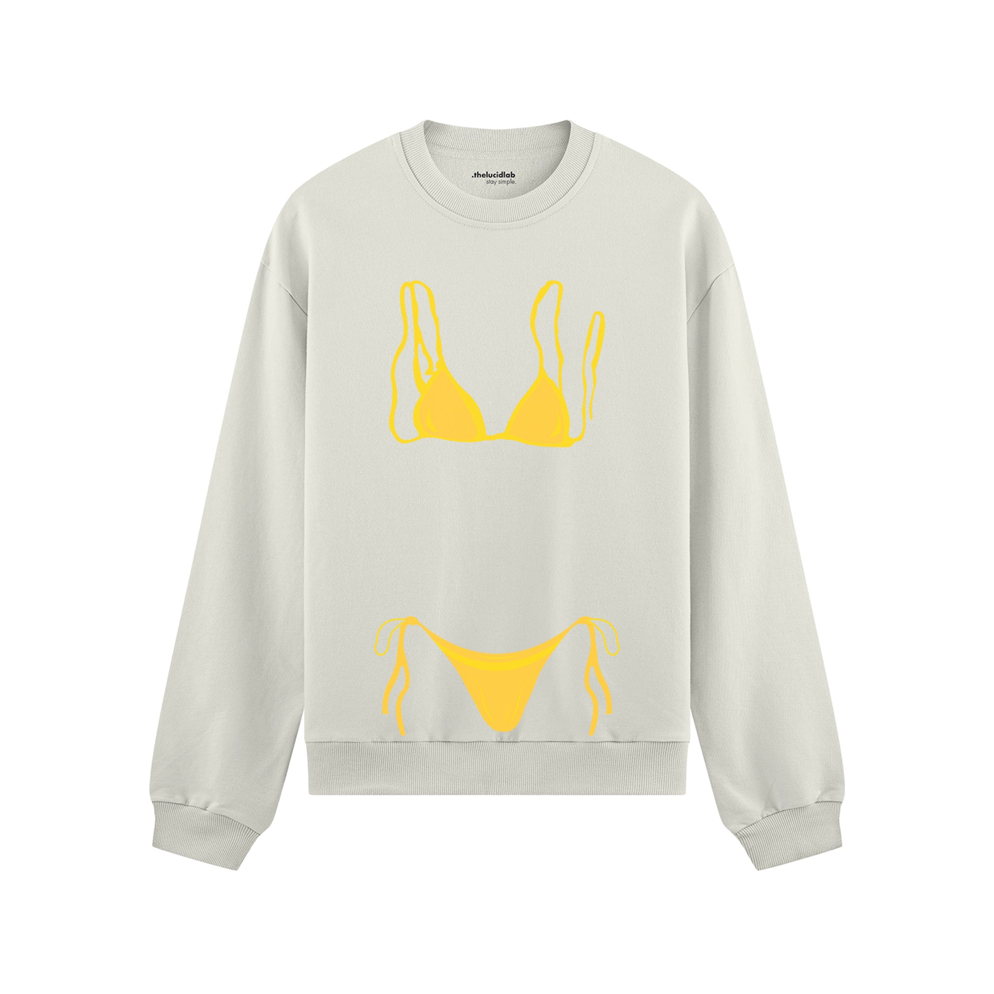 Yellow Bikini Oversize Sweatshirt - Beyaz - ön görünüm