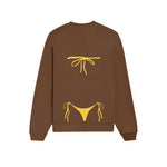Yellow Bikini Oversize Sweatshirt - Kahverengi - arka görünüm