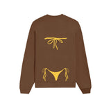 Yellow Bikini Oversize Sweatshirt - Kahverengi - arka görünüm