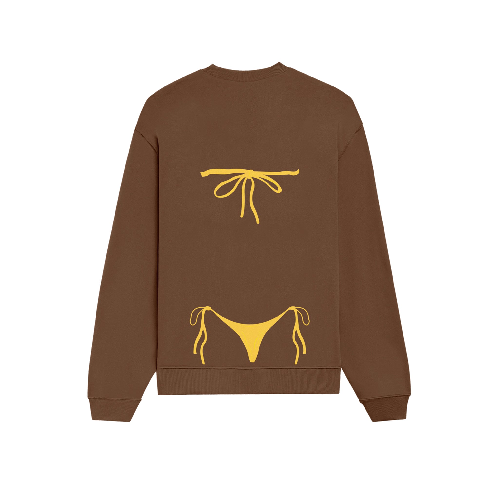 Yellow Bikini Oversize Sweatshirt - Kahverengi - arka görünüm