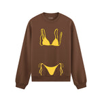 Yellow Bikini Oversize Sweatshirt - Kahverengi - ön görünüm