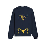 Yellow Bikini Oversize Sweatshirt - Lacivert - arka görünüm