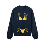 Yellow Bikini Oversize Sweatshirt - Lacivert - ön görünüm