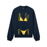 Yellow Bikini Oversize Sweatshirt - Lacivert - ön görünüm