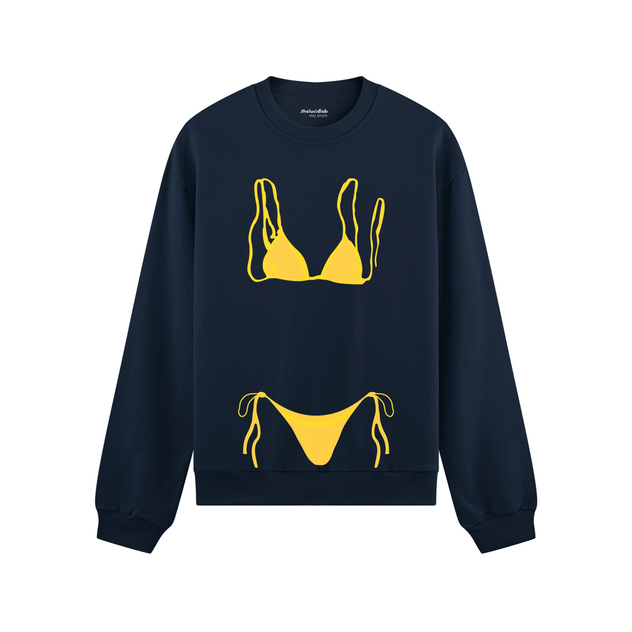 Yellow Bikini Oversize Sweatshirt - Lacivert - ön görünüm