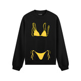 Yellow Bikini Oversize Sweatshirt - Siyah - ön görünüm