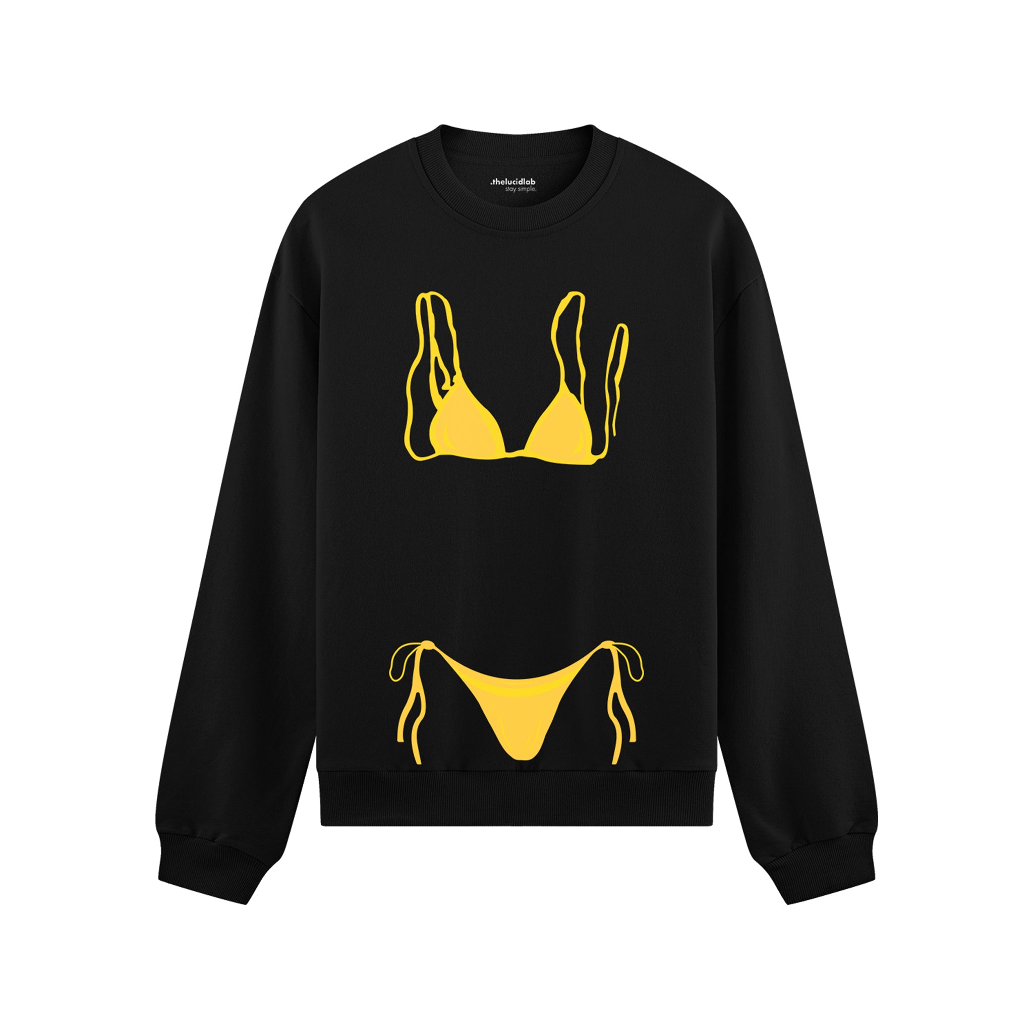 Yellow Bikini Oversize Sweatshirt - Siyah - ön görünüm