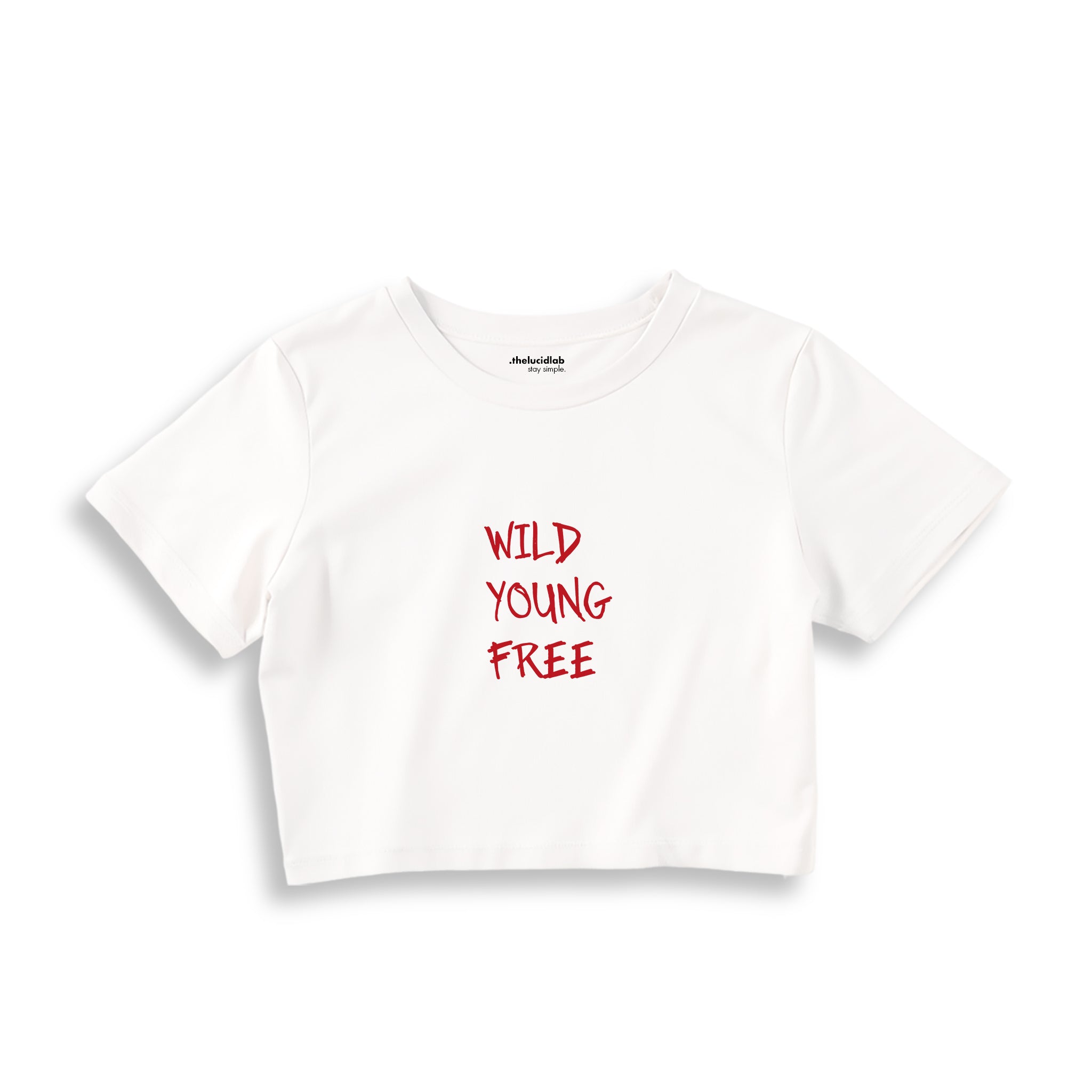 Young Wild Free Crop Tişört - Beyaz - ön görünüm