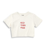 Young Wild Free Crop Tişört - Ekru - ön görünüm