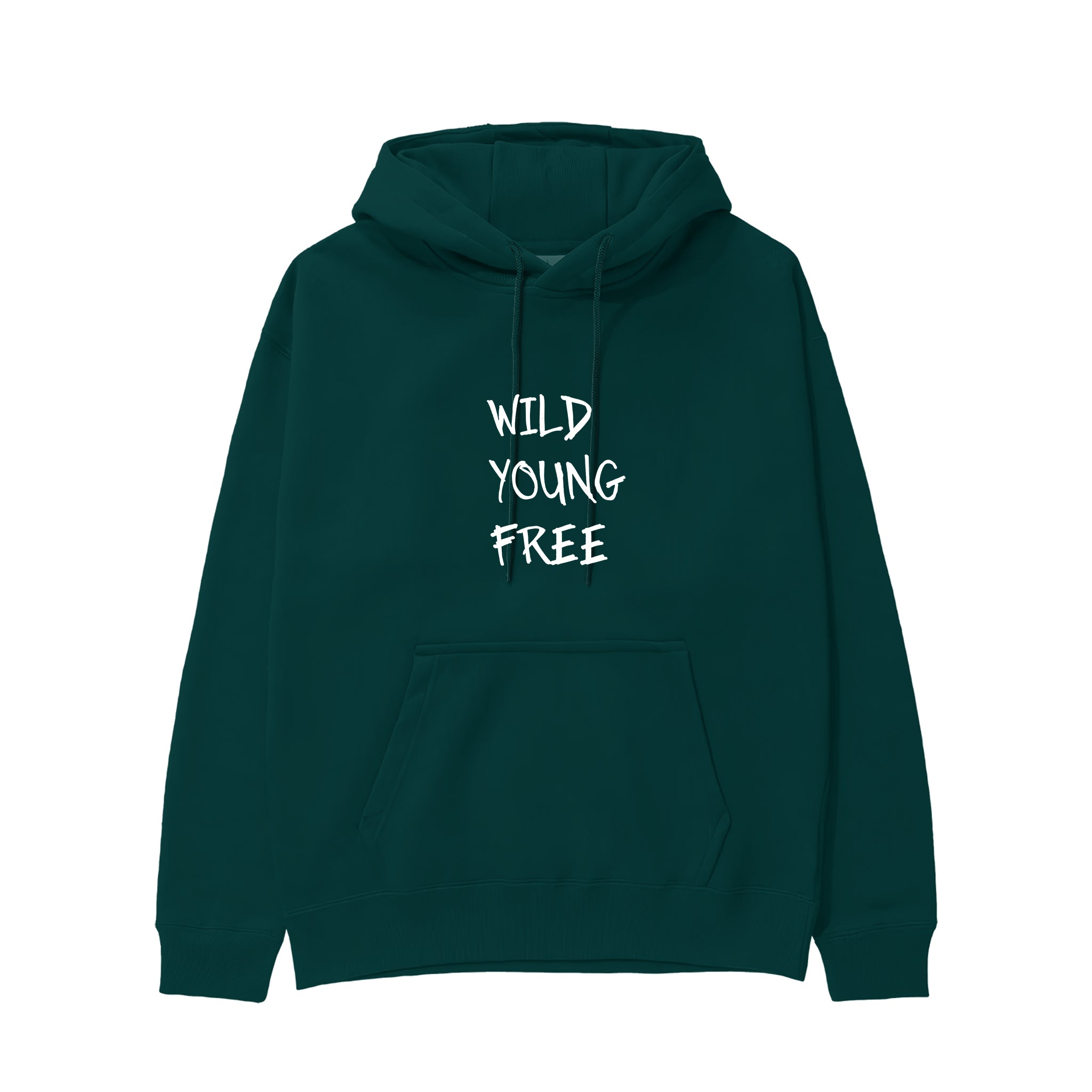 Young Wild Free Hoodie - Koyu Yeşil - ön görünüm