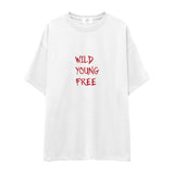 Young Wild Free Oversize Tişört - Beyaz - ön görünüm