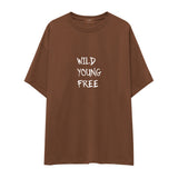 Young Wild Free Oversize Tişört - Kahverengi - ön görünüm