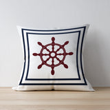 Checkered Claret Red Rudder / Marine Themed Double-Sided Cushion Cover 2 Pieces