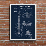 Fender Stratocaster Guitar Navy Blue Poster