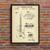 Fender Stratocaster Guitar Vintage Poster