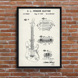 Fender Stratocaster Gitar Ivory Poster