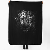 Black Leopard Fleece Tv Blanket