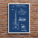 Fender Stratocaster Guitar Blueprint Poster