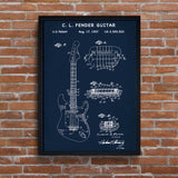 Fender Stratocaster Guitar Navy Blue Poster