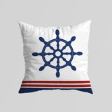 Rudder v2 Red Lined / Marine Themed Double-Sided Pillow Cover 2 Pieces