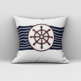 Retro Striped Claret Red Helm / Marine Themed Double-Sided Cushion Cover 2 Pieces