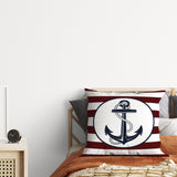 Thick Striped Navy Blue Anchor / Marine Themed Double-Sided Throw Pillow Cover 2 Pieces
