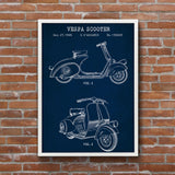Vespa Motorcycle Navy Blue Poster