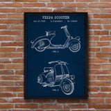 Vespa Motorcycle Navy Blue Poster