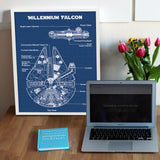Millennium Falcon Blueprint Poster