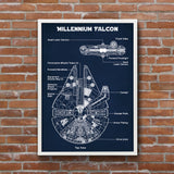 Millennium Falcon Navy Blue Poster