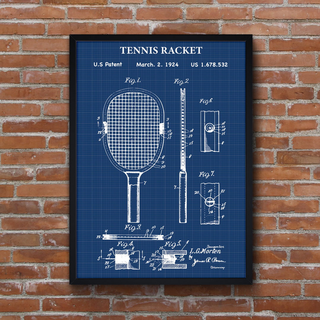 Tennis Racket Blueprint Poster – thelucidlab