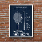 Tennis Racket Navy Blue Poster