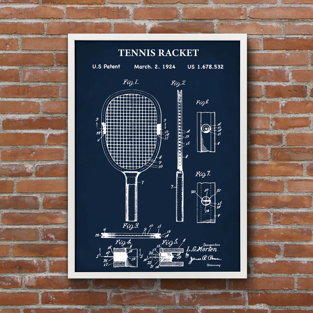 Tennis Racket Navy Blue Poster – thelucidlab