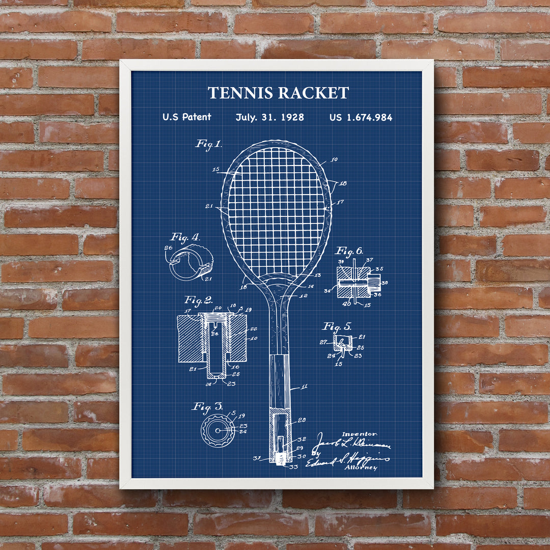 Tennis Racket Blueprint v2 - Tenis Raketi Poster | thelucidlab