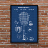 Tennis Racket Blueprint Poster v2