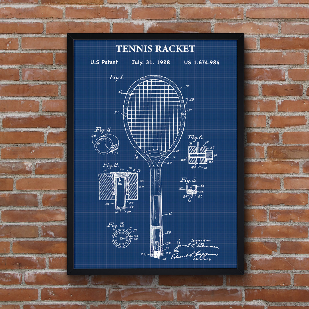 Tennis Racket Blueprint Poster v2 – thelucidlab