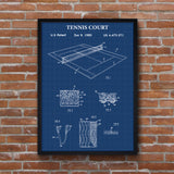 Tennis Court Blueprint Poster