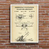 Uçak Acil Durum Yüzdürme Sistemi Vintage Poster