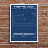 Volleyball Court Blueprint Poster