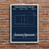 Volleyball Court Navy Blue Poster