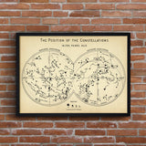 The Constellations Vintage - Star Chart Poster